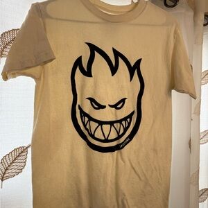 Spitfire Cream Tee with Black Swirl Flame Graphic